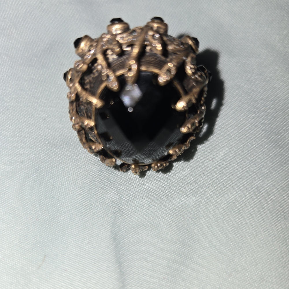 Elegant Lucky Brand Dark Smoky Quartz  and Bronze Women's Ring Size 6